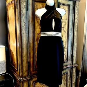 Black semi formal halter dress